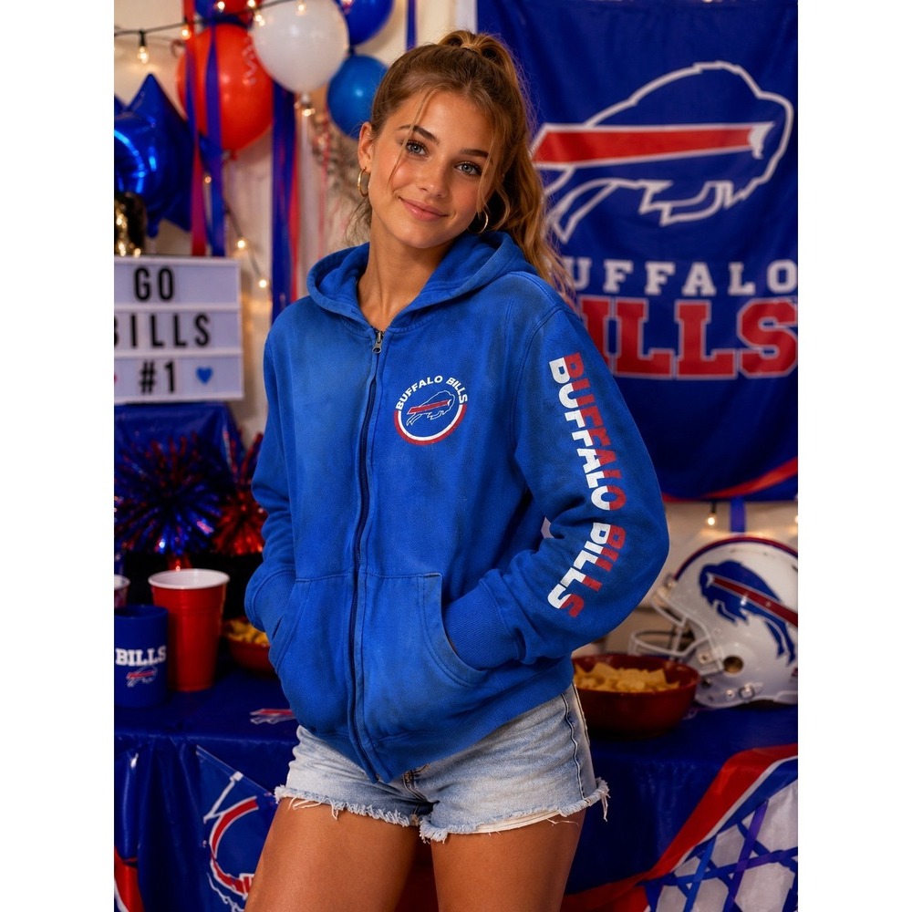 Buffalo Bills NFL Team Apparel Full Zip Hoodie (Youth/Girls) AS IS